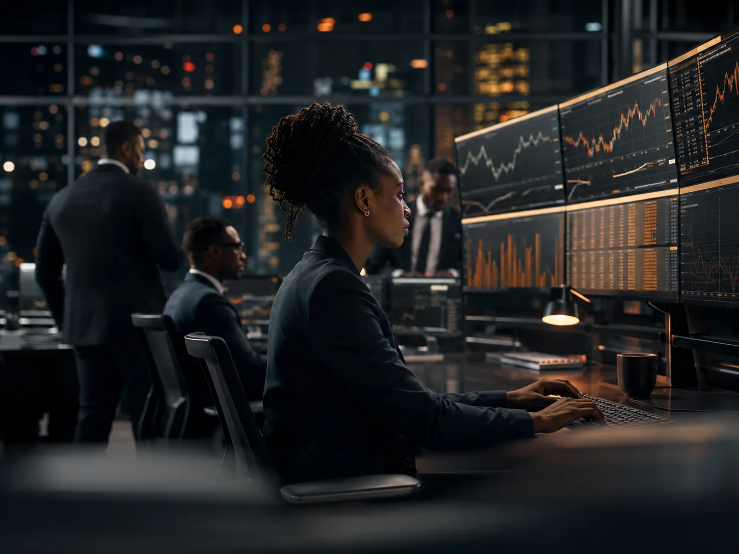 African professionals working in a market-intelligence environment